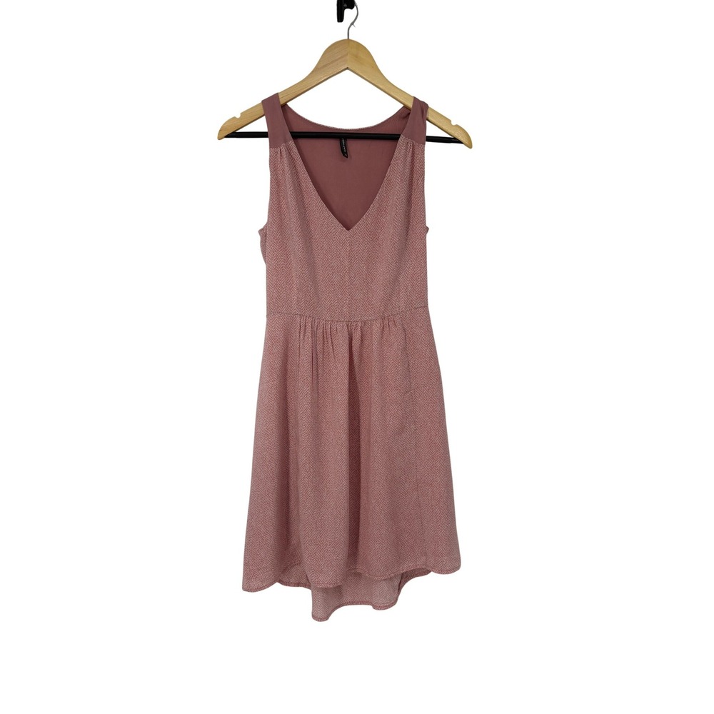 NAF NAF Womens High-Low Mini Dress Size FR 34 US XS Pink Chevron Made in France